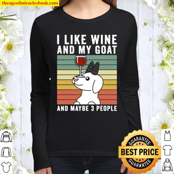 I Like Wine Goat Retro Vintage Pet Women Long Sleeved