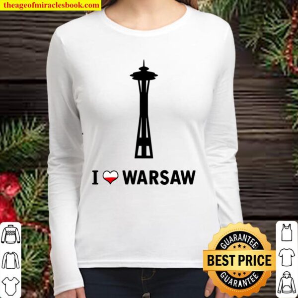 I Love Warsaw Prank With Space Needle Funny Joke Women Long Sleeved