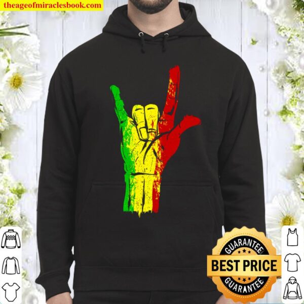 I love you in ASL with Reggae Rastafari Colors Hoodie