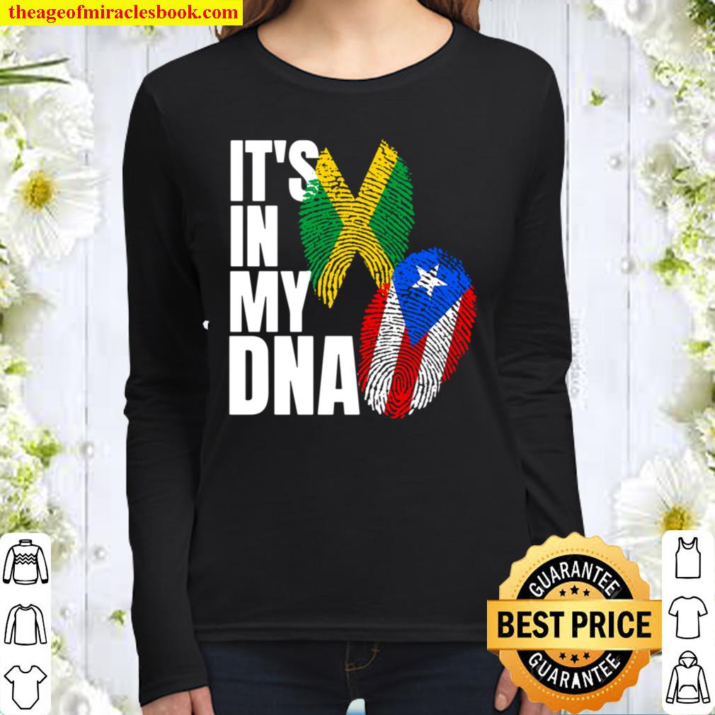 Jamaican Plus Puerto Rican Flag DNA Heritage Women Long Sleeved