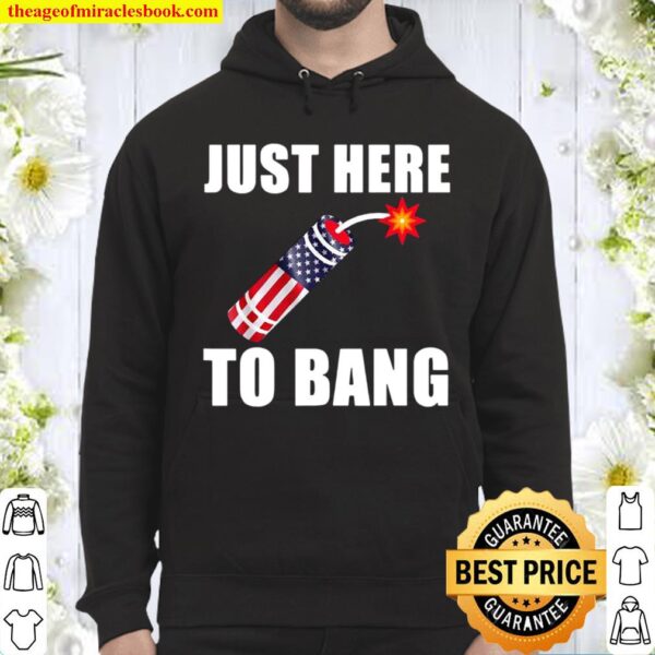 Just Here To Bang 4th Of July Firework American Flag Hoodie