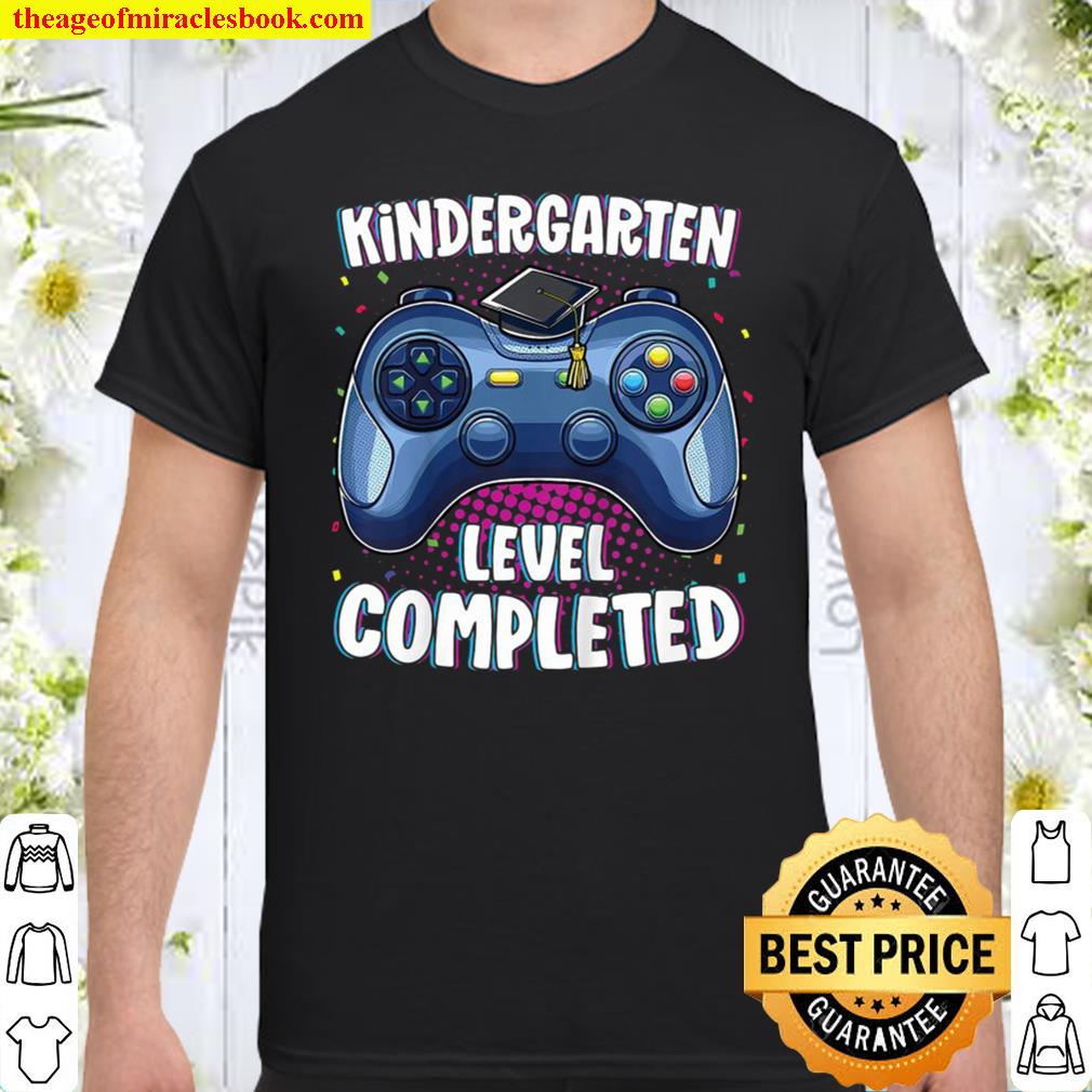 Kids Kindergarten Graduation Level Completed Gamer Graduation Shirt