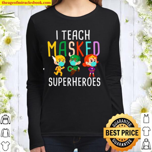 Kindergarten Teacher Shirt Masked Superheroes Teacher Gift Women Long Sleeved