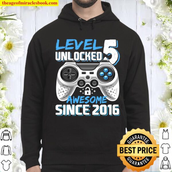 Level 5 Unlocked Awesome 2016 Video Game 5Th Birthday Hoodie