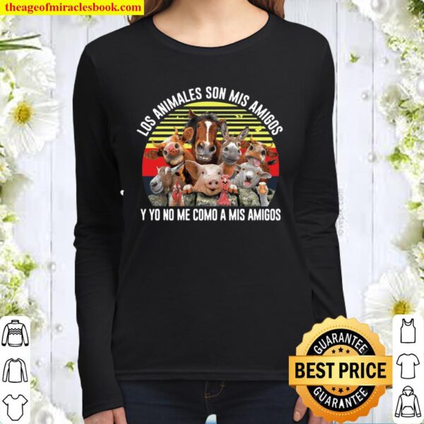 Los animales son mis amigos y yo no me come a mis amigos vintage Women Long Sleeved