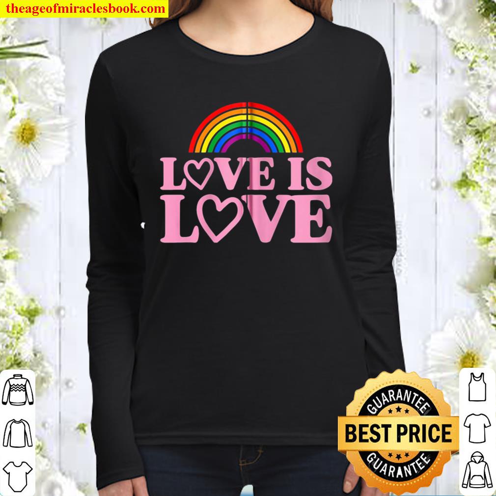 Love Is Love Hearts Cute Lesbian Gay Pride Stuff Lgbtq Ally Zip Women Long Sleeved