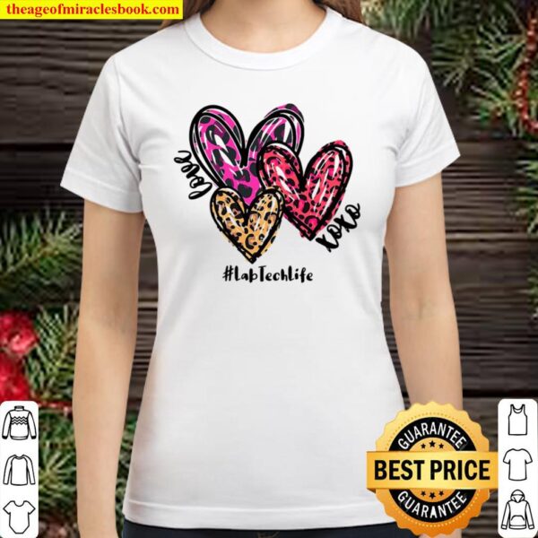 Love Lab Tech Life Heart Leopard Costume Valentine’s Day Classic Women T-Shirt