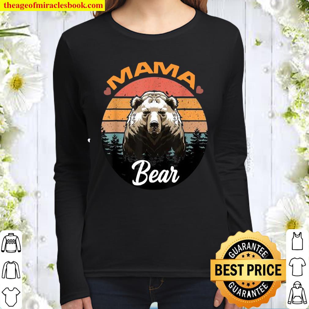Mama Bear Vintage Retro Sunset Mother’s Day Idea 2021 Women Long Sleeved