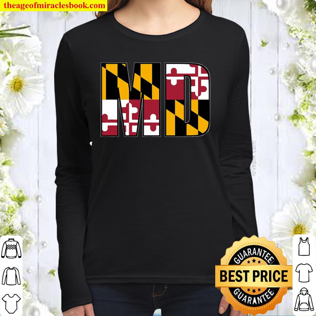 Maryland State Flag Md Baltimore Pride Women Long Sleeved