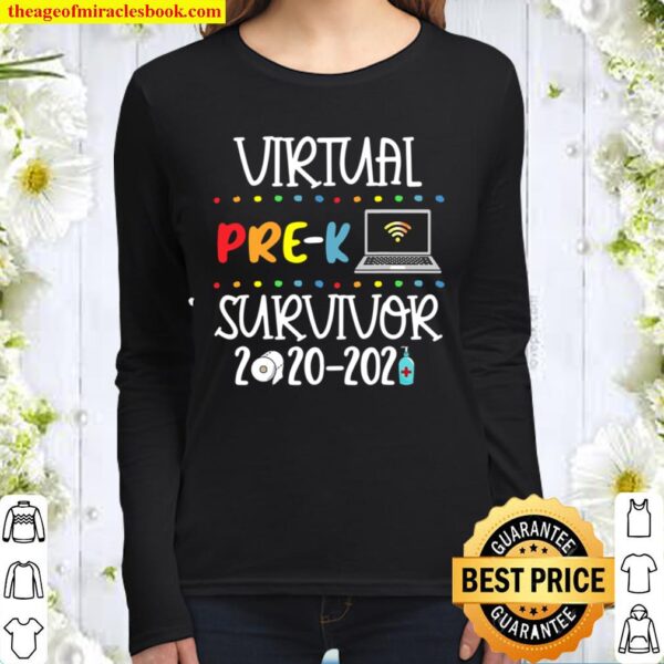 Mb35 Last Day Of School Virtual Pre-K Survivor 2020-2021 Women Long Sleeved
