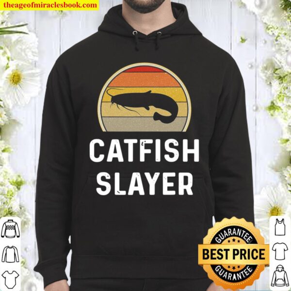 Mens Catfish Slayer Fishing Gifts Funny Fisherman Shirt Retro Hoodie