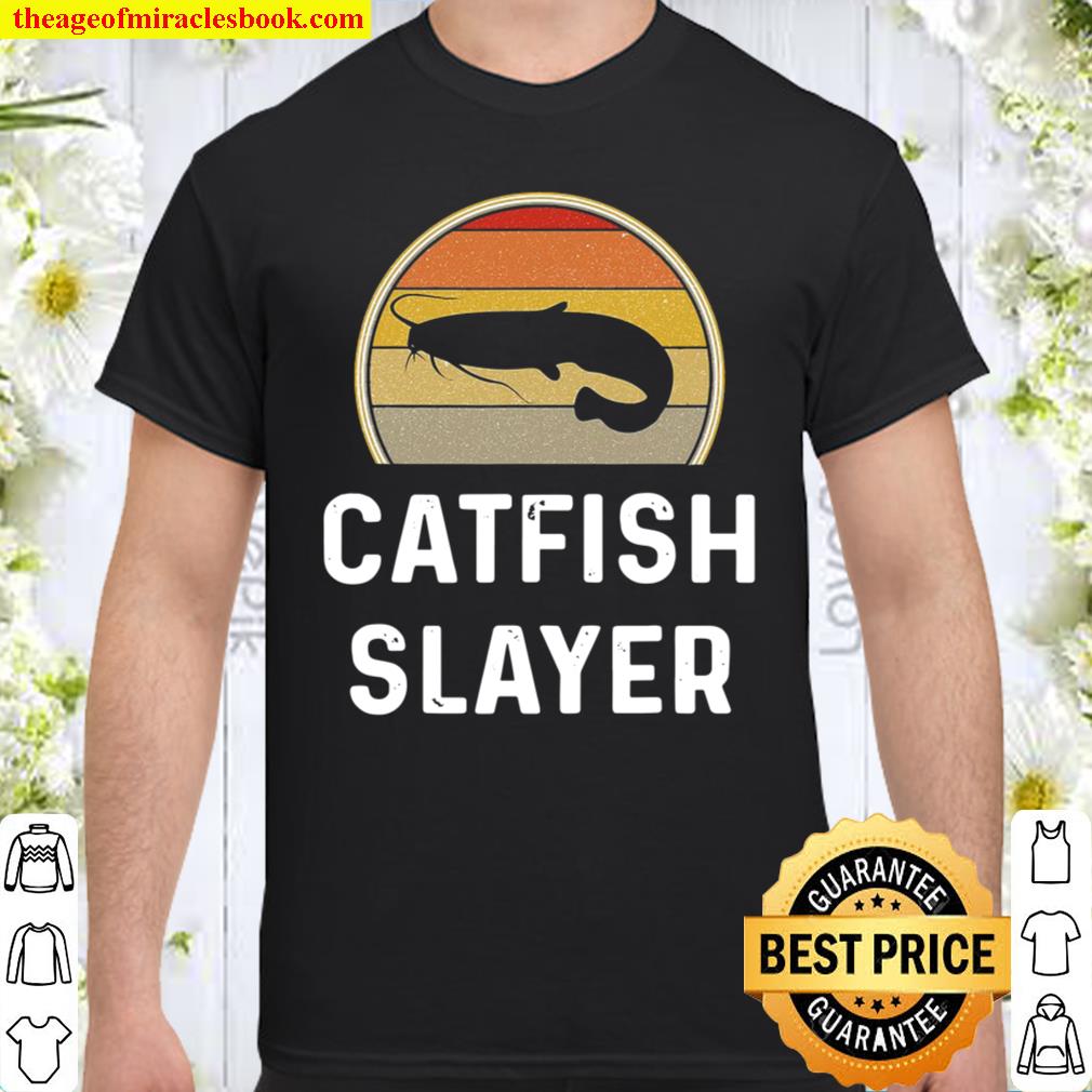 Mens Catfish Slayer Fishing Gifts Funny Fisherman Shirt Retro new Shirt, Hoodie, Long Sleeved, SweatShirt