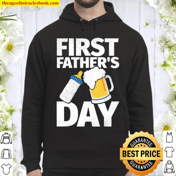 Mens First Father’s Day Gifts Beer Baby Bottle Dad Daddy Hoodie