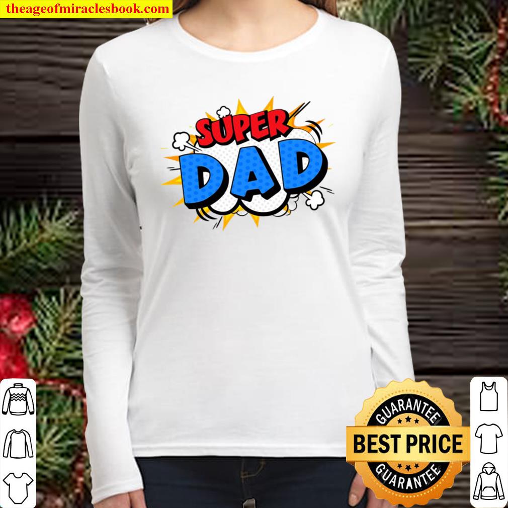 Mens Super Dad Cartoon Bubble Retro Comic Style Women Long Sleeved