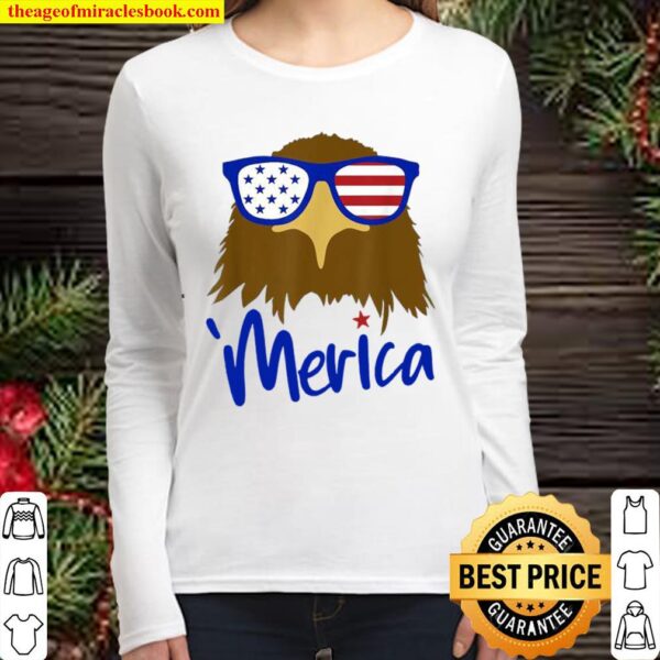 Merica Patriotic Eagle USA Flag 4th Of July Independence Day Women Long Sleeved
