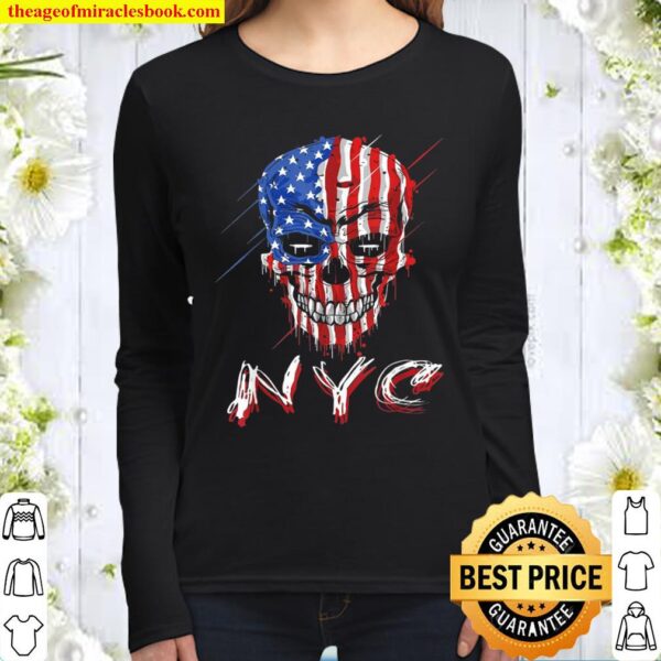 New York City Skull Nyc America New York Women Long Sleeved