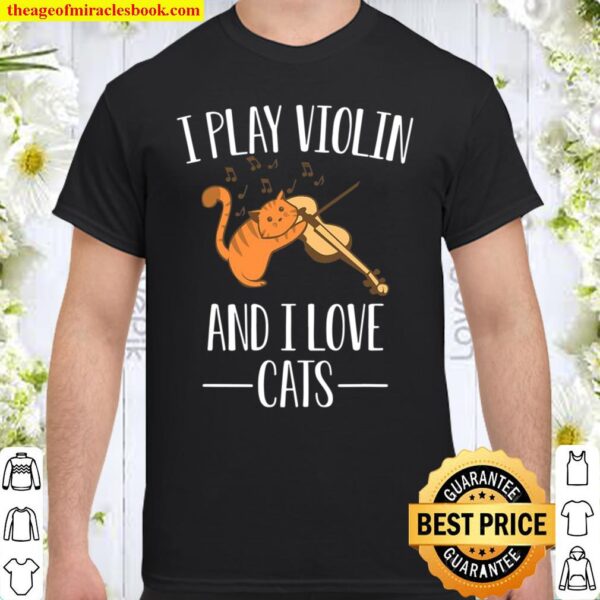 Orange Cat Playing Violin Classical Concert Violinist Shirt