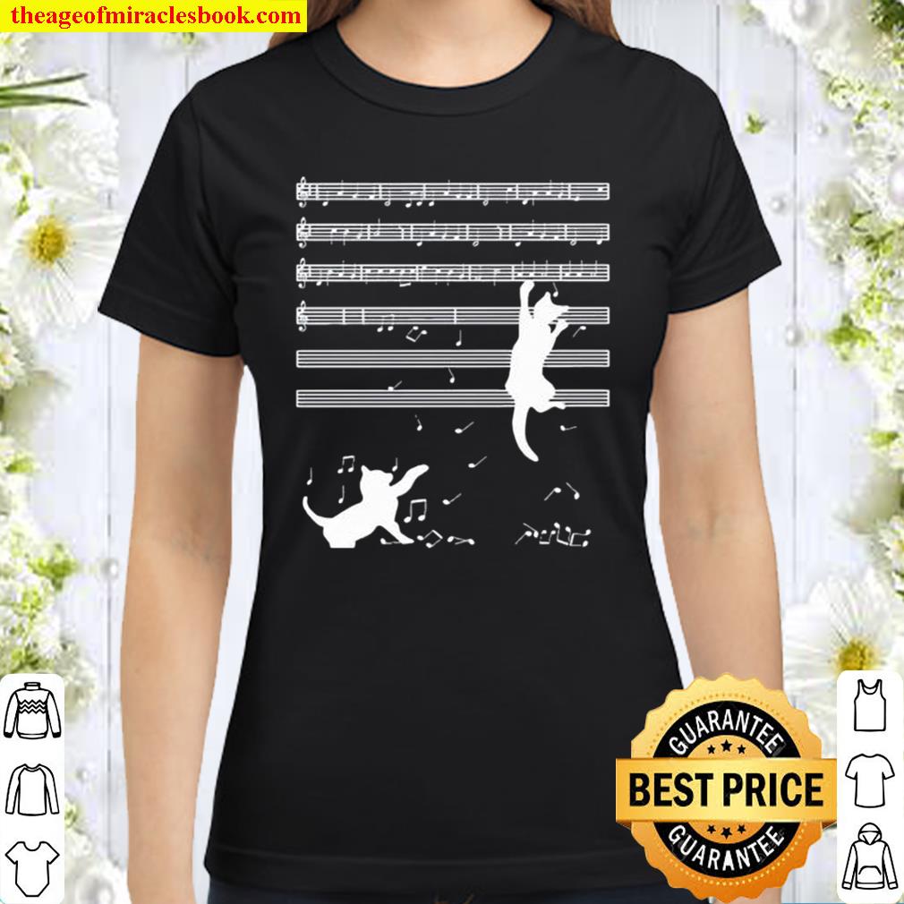 Original 2021 cats playing musical notes and make it down Classic Women T-Shirt
