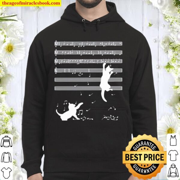 Original 2021 cats playing musical notes and make it down Hoodie