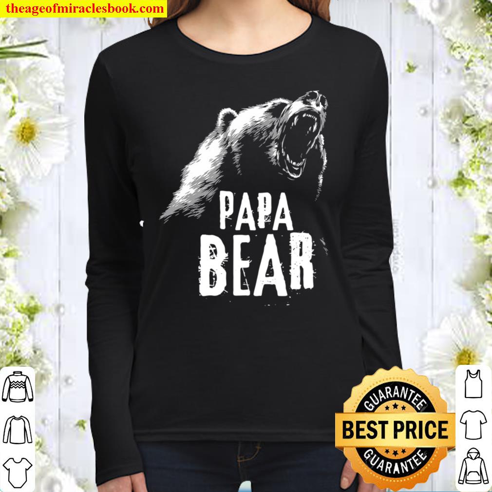 Papa Bear Best Dad Tshirt Fathers Day Father Pop Gift Women Long Sleeved