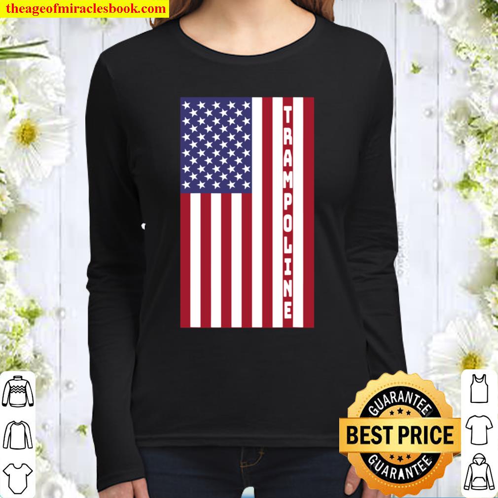 Patriotic Trampoline Design – American Flag Graphic Women Long Sleeved
