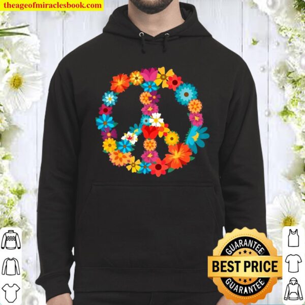 Peace Love Hippie Floral Peace Sign Hoodie