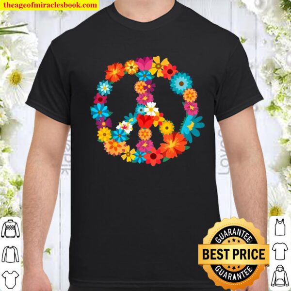 Peace Love Hippie Floral Peace Sign Shirt
