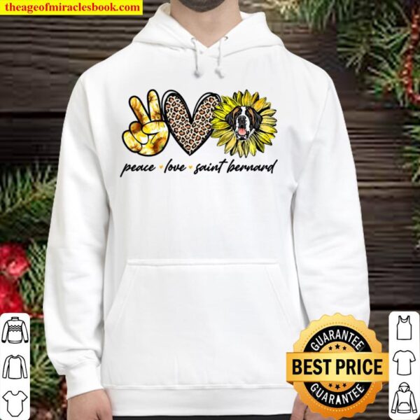 Peace Love Saint Bernard Dog Sunflower Gifts Hoodie