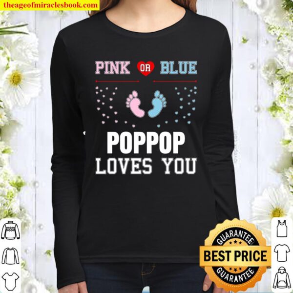 Pink or Blue POPPOP Loves You Gender Reveal Women Long Sleeved