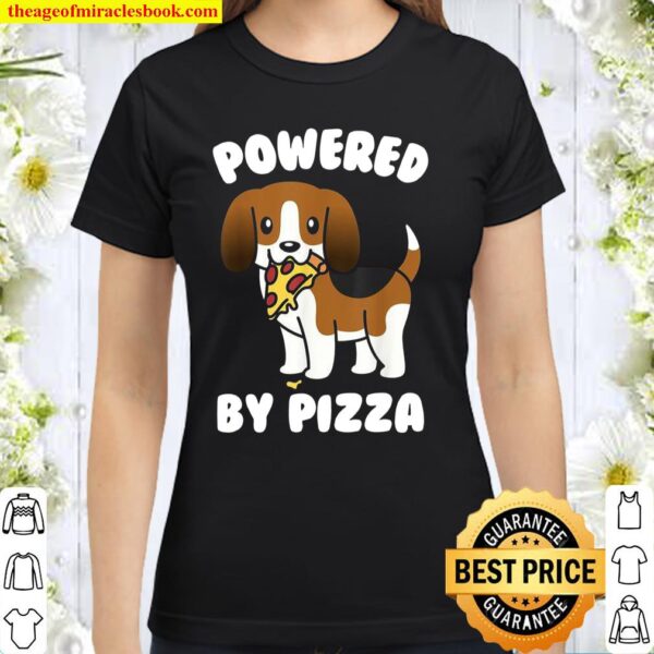 Powered By Pizza Basset Hound Dog Classic Women T-Shirt