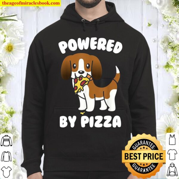 Powered By Pizza Basset Hound Dog Hoodie
