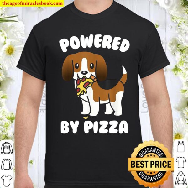 Powered By Pizza Basset Hound Dog Shirt