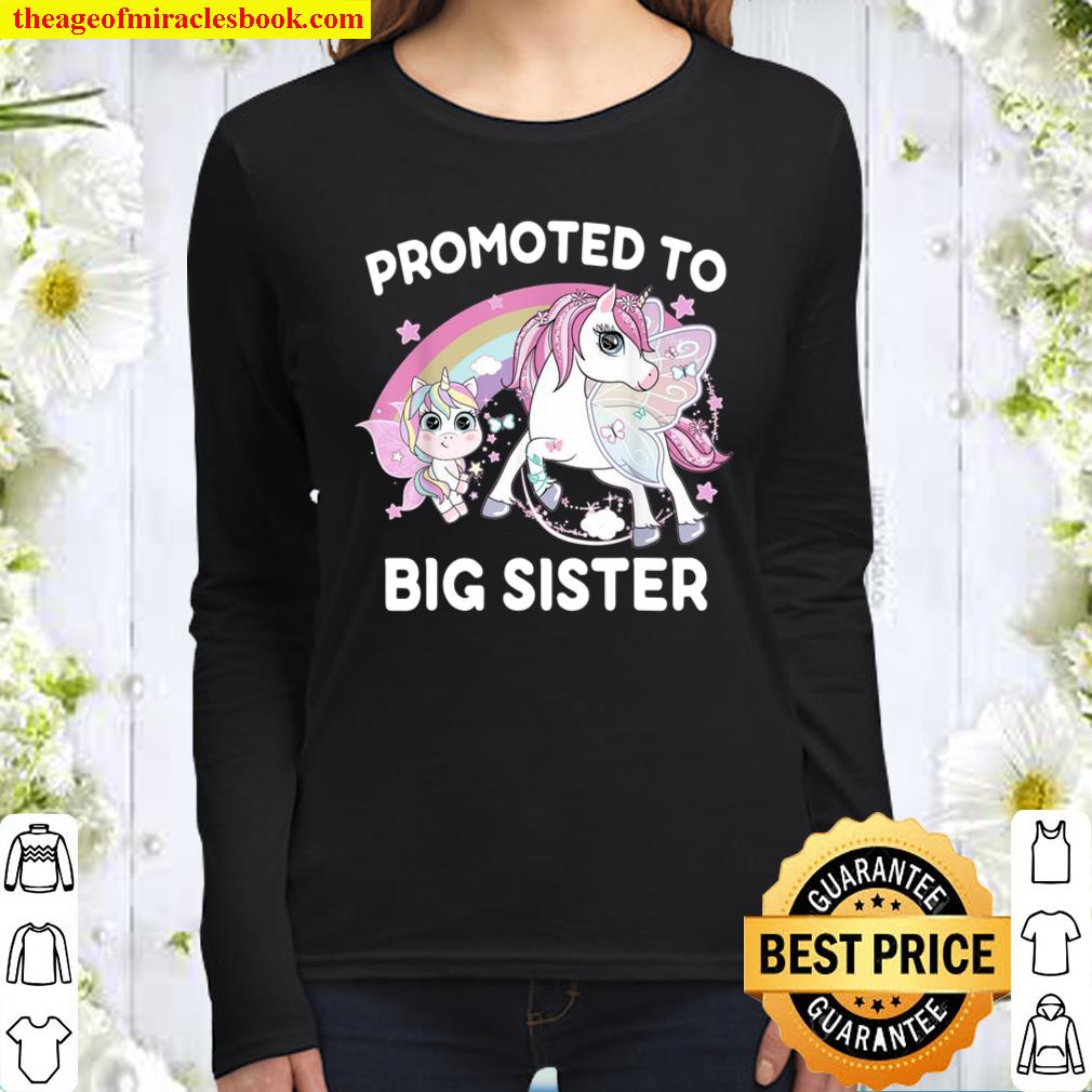 Promoted to Big Sister Unicorn Cute Unicorn Big Sister Women Long Sleeved