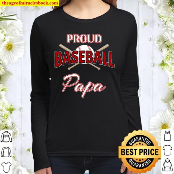 Proud Baseball Papa Shirt-Baseball Papa Women Long Sleeved