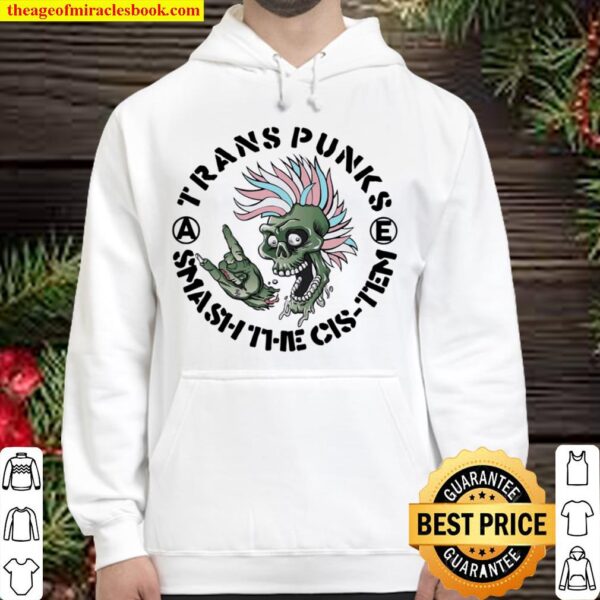 Punk Rock Cartoon Skull Trans Punks Smash The Cistem Hoodie