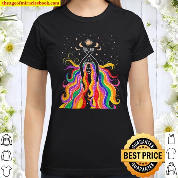 Rainbow Goddess Women_s Flowy Racerback Tank Classic Women T-Shirt