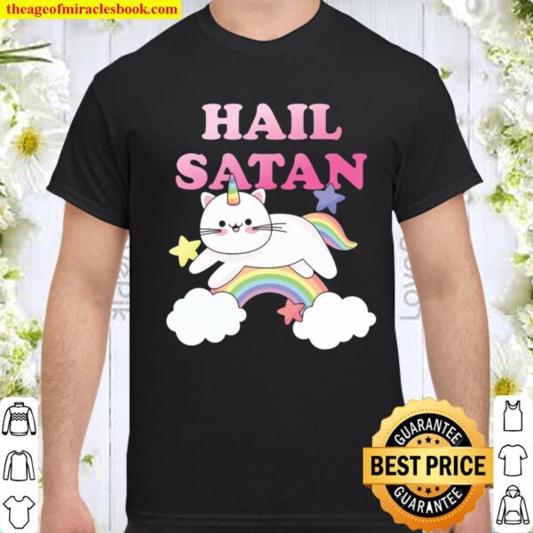 Rainbow Satanic Unicorn Cat Hail Satan Shirt