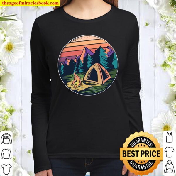 Retro Camping Lover Gif Cool Camper Long Sleeve Women Long Sleeved
