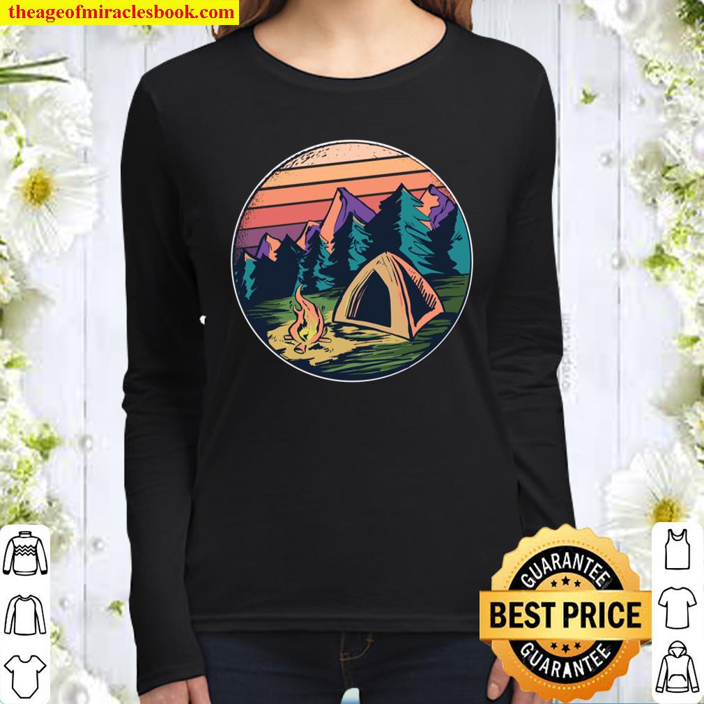 Retro Camping Lover Gif Cool Camper Long Sleeve Women Long Sleeved
