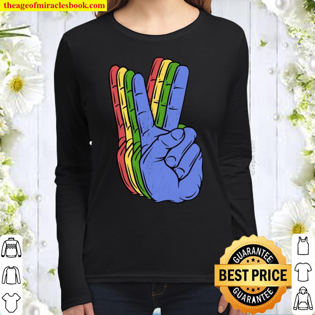 Retro Peace Vintage Shirt 60’s 70’s Hippie Women Long Sleeved