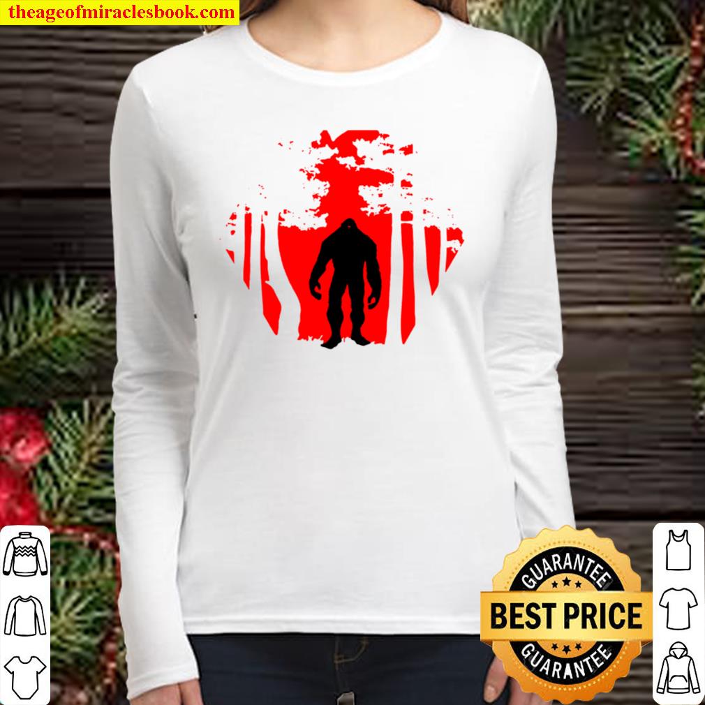 Scary Bigfoot In The Woods Women Long Sleeved