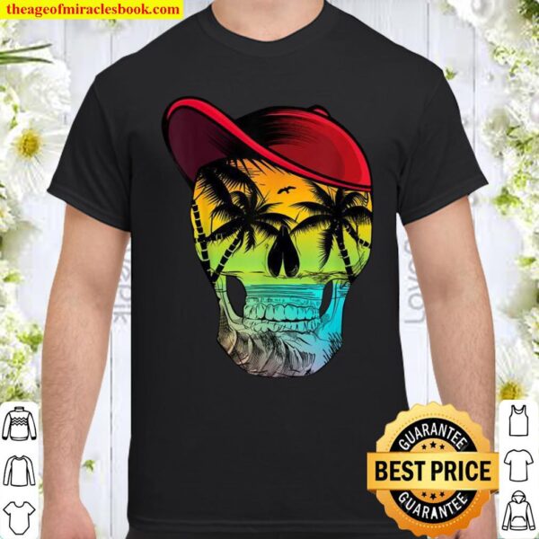 Skull Beach Accessories with Hat on Rainbow Island Shirt
