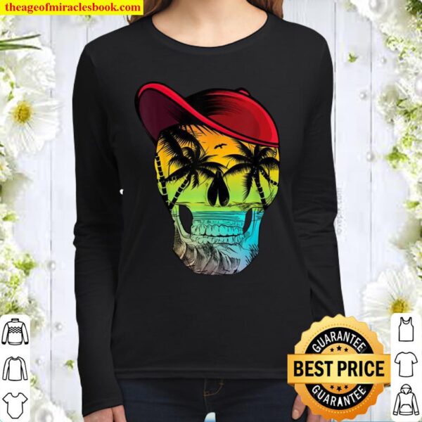 Skull Beach Accessories with Hat on Rainbow Island Women Long Sleeved