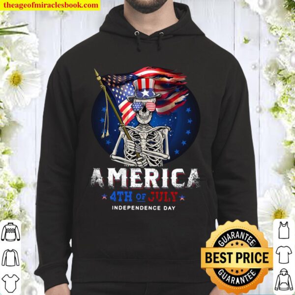 Skull Flag America 4th of July Independence Day Hoodie