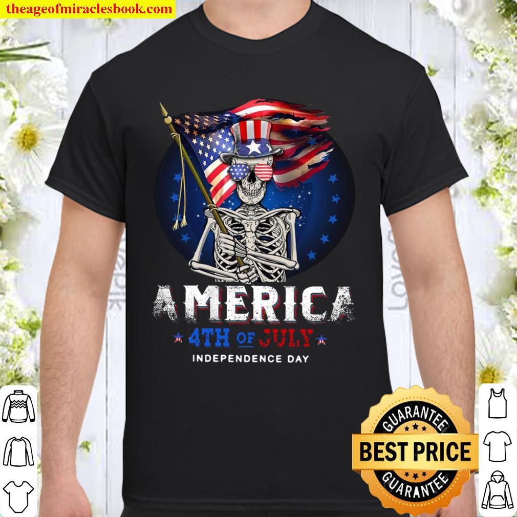 Skull Flag America 4th of July Independence Day Shirt