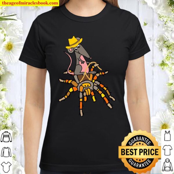 Smileteesfunny Cowboy Rat on Tarantula Spider Cartoon Classic Women T-Shirt