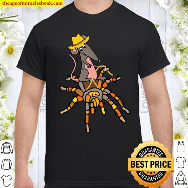 Smileteesfunny Cowboy Rat on Tarantula Spider Cartoon Shirt