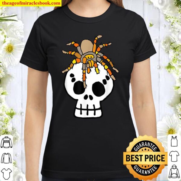 Smileteesfunny Tarantula Spider on Skull Cartoon Classic Women T-Shirt