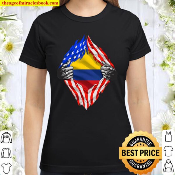 Super Colombian Heritage Colombia Roots Usa Flag Gift Classic Women T-Shirt