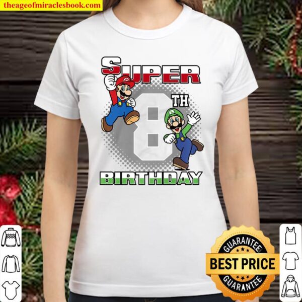 Super Mario Bros Mario _ Luigi Super 8Th Birthday Classic Women T-Shirt